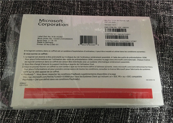 PC Genuine Microsoft Windows 10 Oem Sticker Dvd With COA Package